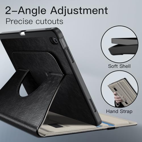 JETech Rotating Case for iPad Air 13 Inch M4/M3/M2 (2026/2025/2024) with Pencil Holder, Folio PU Leather Case 360 Degree Rotation (Black)