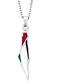 Dtexhif Palestine Necklace for Men Stainless Steel Palestine Map Pendant Necklace Country Flag Print Necklace Patriotic Necklace Jewelry for Women Men
