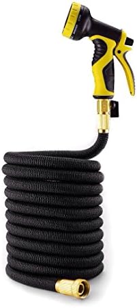 GARDEN HOSE - GARDEN HOSE 50 FT - PREMIUM QUALITY - WATER HOSE, LAWN TOOLS, LIGHT KINK-FREE With Triple Latex Core and Solid Brass Connectors + 9 pattern nozzle