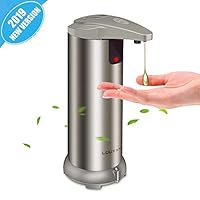 Automatic Soap Dispenser - Touchless Soap Dispenser with Waterproof Base, Infrared Motion Sensor Stainless Steel Dish Liquid Free Auto Hand Soap Dispenser for Bathroom or Kitchen, 2019-New Version