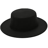 Black Fedora Flat Hat Classic Wide Brim Cap Panama Style Jazz Hat for Wedding Party Talent Performance Xmas Gift Unisex
