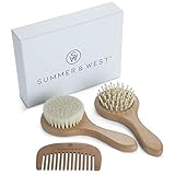 Natural Wooden Baby Brush and Comb Set - Baby Brush Set Newborn and Toddlers