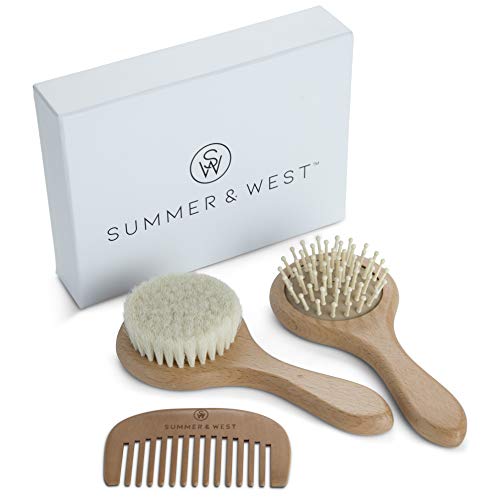 Natural Wooden Baby Brush and Comb Set - Baby Brush Set Newborn and Toddlers