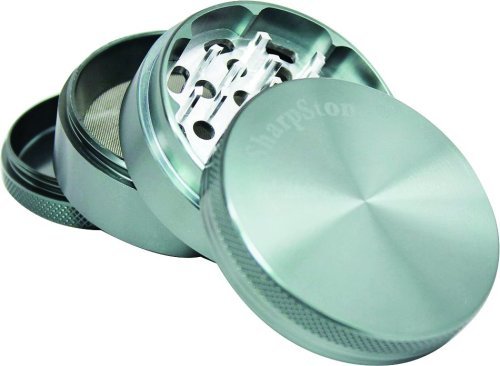 Sharp Stone Official Authentic Large 4 Piece Grinder Hard Top 2.5 Inches Grey + Free Performance Technology Wrist Band