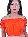 Wevez Women's Tribal Style Summer Cotton Puff Sleeve Crop Top Blouse, Orange