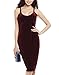 AbeTammy Women's Sexy Club Dress Sleeveless Velvet Bodycon Midi Dress (Large, Burgundy)