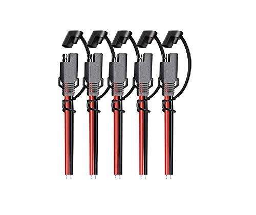 iMESOTU 5PCS 16AWG SAE Power Automotive Extension Cable 2 Pin Quick Disconnect DC Connector Cord Plug 12V 30CM with Waterproof Cap for Motorcycle Car Battery Jump Starter Solar Application（5PCS)