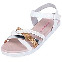 SHOFORT Flat Girls Sandals Woven - Kids Open Toe Summer Sandals Todder Soft Outdoor Indoor White