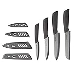 Coiwin Kitchen Cutlery Ceramic Knife Set with Sheaths Super Sharp and Rust Proof and Stain Resistant (6