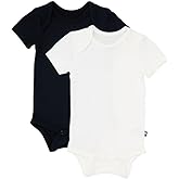 KYTE BABY Unisex Bodysuits, 2-Pack Short Sleeve Baby Bodysuits, 97% Rayon made from Bamboo, 3% Spandex