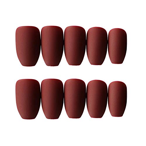 24pcs False Nails Press On Nails for Women French Tips Matte Fake Nails Glue On Nails Ballerina Acrylic Stick on Nails for Women and Girls