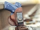OUTBAGS USA LS4SOLO Full Grain Heavy Leather IWB Conceal Carry Gun Holster for Kimber Solo 9mm. Handcrafted in USA.