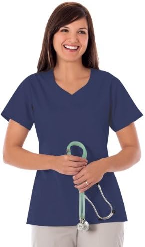 Fundamentals White Swan Women's 3 Pocket V-Neck Solid Scrub Top XX-Large Navy