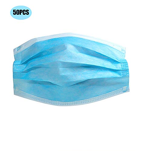 Safety Masks-50 Pcs Blue Disposable Face Mask Earloop Mouth Cover Anti Dust Face Mouth Masks Respirator Medical