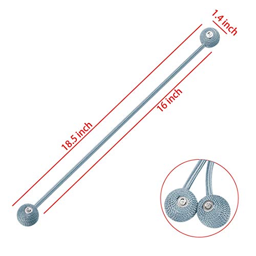 YOBAYE Magnetic Curtain Tiebacks, 4 Pack Drape Tie Backs Decorative Curtain Rope Holdbacks for Home Kitchen Office Window Drapes, No Drilling & Holes Required,Blue