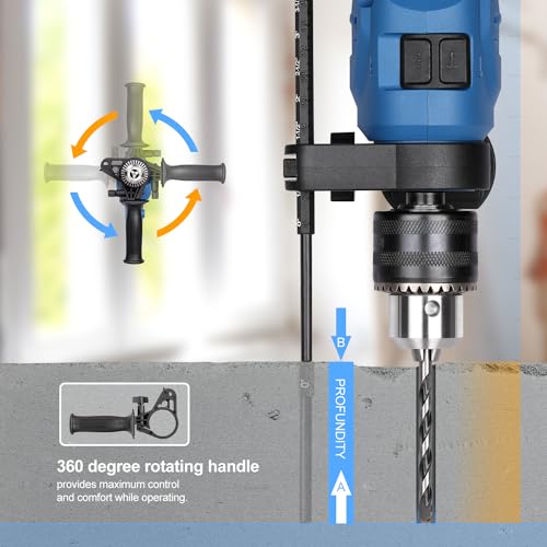 G LAXIA 550W Hammer Drill, Speed Variable 3000 RPM, 13mm Chuck, Electric Hammer and Drill 2-in-1,Package Contains 105 Accessories