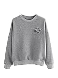 MAKEMECHIC Women's Long Sleeve Graphic Print Casual Pullover Crop Sweatshirt