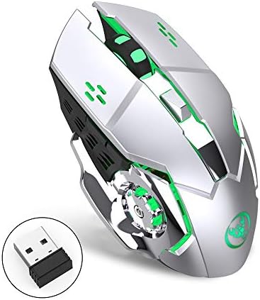 HAHAP Wireless Mobile Optical Mouse,HXSJ M70GY Ergonomic Wireless Gaming Mouse with 5 Buttons+USB Receiver Backlight,PC,Computer,Chromebook,MacBook,Notebook.