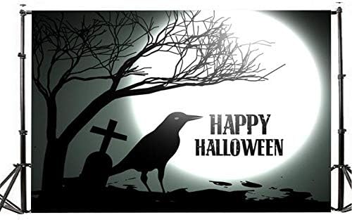 Amazon Com Halloween Mysterious Backdrop Black Night Full Moon Ghost Graveyard Pumpkin Skull Horror Photo Props Halloween Party Portrait Door Photoshoot Booth Spooky Masquerade Decor 3x5ft
