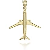 Aircraft Jewelry 14K Yellow Gold Airplane Aircraft Aviation Traveler Charm Pendant Necklace - Choose Pendant Only or Necklace w/ 16”-22” Chain