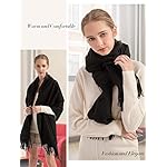 Woolen Bloom Winter Long Pashmina Scarf for Women Warm Wool Shawl Wrap Blanket Soft Large Plaid Cashmere Scarves