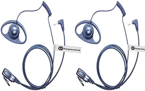 Lot 2 x D-Shape Earpiece Police Security Headset lapel PTT Mic Microphone compatible with 1 Pin Motorola TLKR-T60 T61 T62 T80 T81 T82 T-92 H2O T80 Extreme T82 COBRA Two Way Radio Walkie Talkie