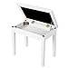 SONGMICS Piano Bench with Padded Cushion and Storage Compartment for Music Books, Vanity Stool, Tufted Wooden Piano Seat, 13.8 x 21.7 x 19.3 Inches, White ULPB55WT