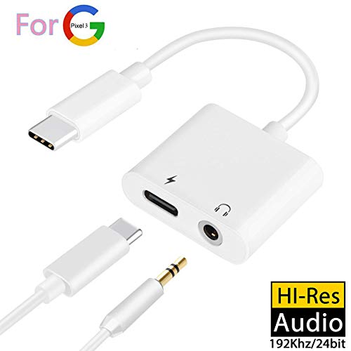 USB C Type C to 3.5mm Aux Audio Headphone Charger and Music Jack Audio Splitter Adapter for Google Pixel 3/3 XL / 2 / 2XL, Samsung Note8 /S8/ S8 + /S9/ S9 +,HTC U11 Esential and so on Type c Products