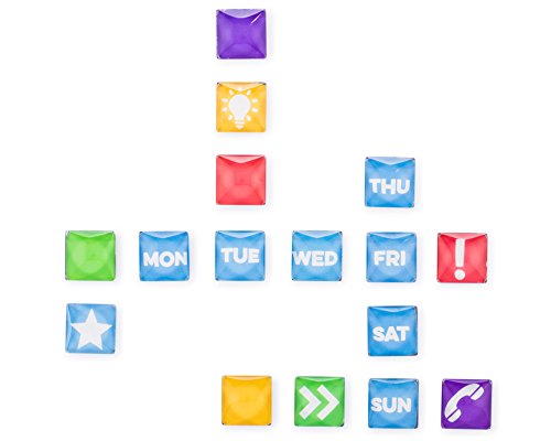 80 Unique Glass Magnets Perfect for Kitchen Fridge, Home, Whiteboard, Calendar, Office & School – 40 Symbol Magnets: Star, Arrow, Urgent, Phone, Idea & Days of Week – No 8 Wire Provisions