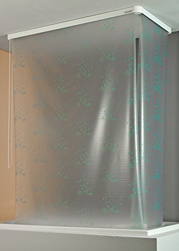 ECO-DuR 4024879001551 Kassetten ECK Duschrollo 137 x 62 cm weiß - Tropfen calypso