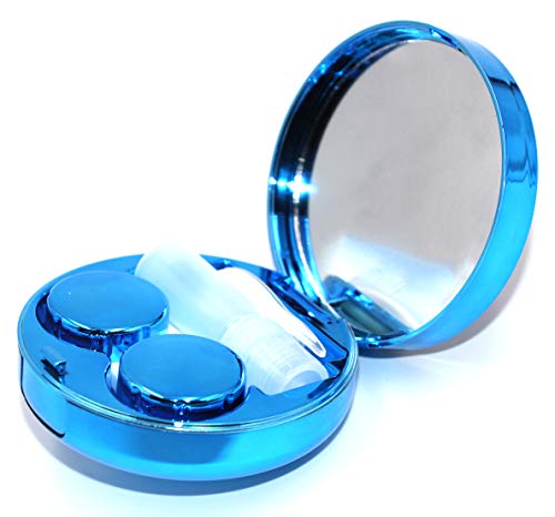 Cute Fashion Contact Lens Case,Portable Travel Glitter Luxury Bling Stars Liquid Quicksand Contact Lens Cases Eye Care Set(Blue-1)