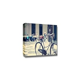 Canvas Prints Wall Art - Vintage Bicycle Parked in The Street | Modern Wall Decor/Home Decoration Stretched Gallery Canvas Wrap Giclee Print. Ready to Hang - 12" x 18"