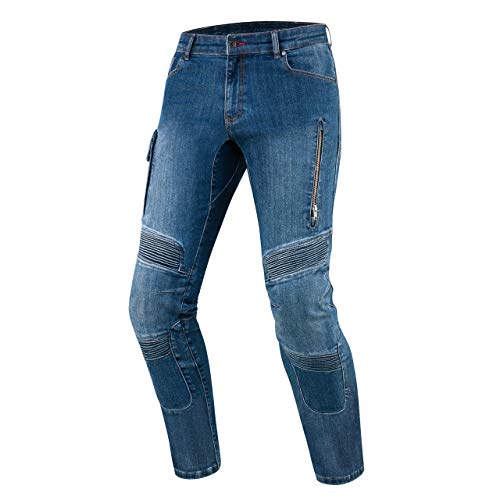 REBELHORN Vandal Motorradjeans Herren | Aramidfaser Futter | SAS-TEC Stufe 2 Knieprotektoren und Stufe 1 Hueftprotektoren | Steissbeinprotektor Tasche | 2 Belueftungskanaele | Tapered Fit