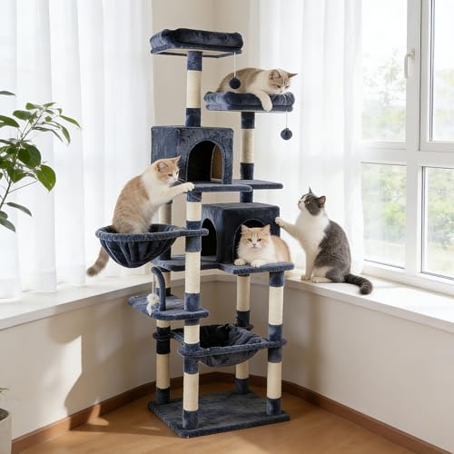 71in Extra Large Cat Tree Tower, Multi-Level Tall Cat Tower with Scratching Pos…