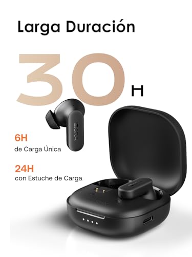 1 Hora Audífonos Bluetooth 5.4 Inalámbricos, Llamadas Claras, Drivers HiFi, Diseño Ergonómico Ultraligero 3.55g, 24H de Uso, Auriculares para iPhone, Samsung y Android, Negro