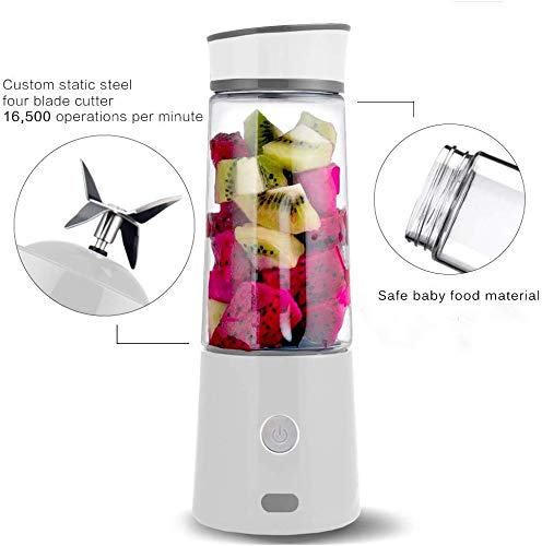 Portable Blender USB Rechargeable -TTLIFE MACARON Personal Blender for Shakes and Smoothies, Mixer Juice Cup Single Serve, Smalle Travel Blender Multifunctional with 5200mAh Battery for Travel Personal,Juice,Baby Food-White