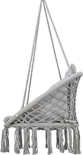 VITA5 Makramee Hängesessel Indoor - Bequemer Boho Hängestuhl für Garten & Balkon - Hängeschaukel mit weichem Kissen… – Bild 4