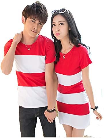 Melcom Red White Korean T Shirt Dress Combo for Couple