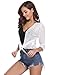 Abollria Womens 3/4 Sleeve Sheer Shrug Tie Front Cropped Bolero Cardigan