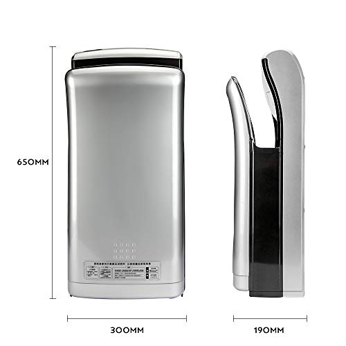 PLUSSEN Premium Commercial Automatic High Speed Hand Dryers for Bathrooms with Two Hot Air Outlet, Fast Drying in 10 Seconds, ABS Compact Electric Hand Dryer Blower (1688 Silver)