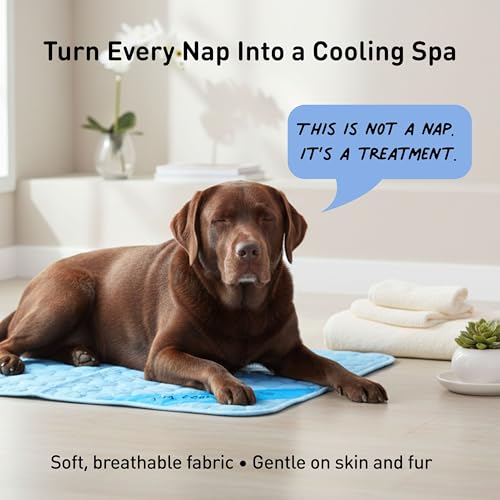 INSPECTOR TAIL Dog Cooling Mat - No Freeze Needed, Self-Cooling Pad for Large Dogs, Washable Portable for Crate Kennel Car Sofa Bed Floor, Indoor Outdoor Summer Use, 39"x27" with Carry Bag