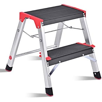 Giantex Aluminum Step Ladder, Lightweight Folding Non-Slip 2 Step Stool 330lbs Capacity Wide Pedal for Household Work Use