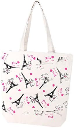 Essential Eco Friendly Reusable Cotton Twill Heavy Duty Canvas Tote Bag 15 X 13 " ( PARIS-I WILL VISIT )