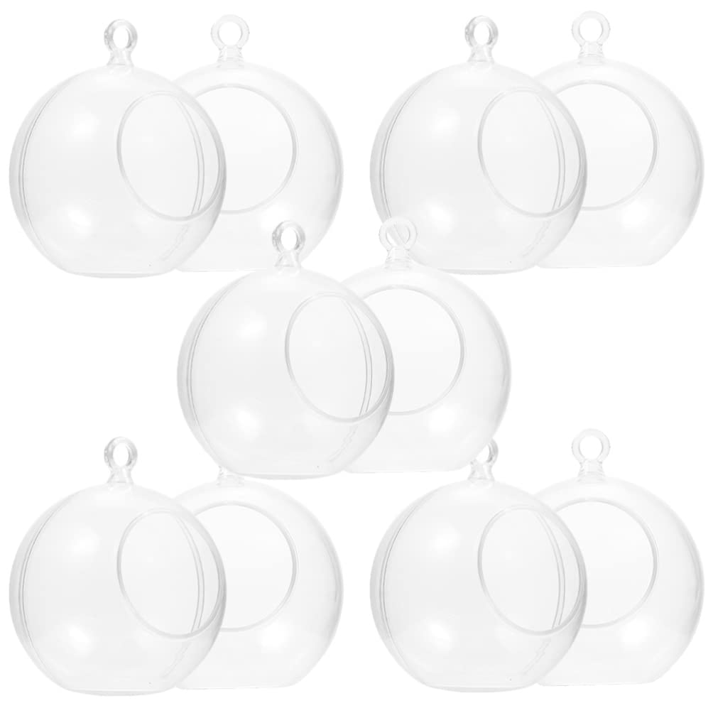 DOITOOL 10Pcs Hanging Tealight Candle Hoder Hanging Glass Globe Orbs Plant Terrariums Wedding Candle Holder Candlestick for Christmas Ornaments Party Centerpiece