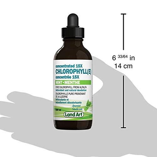 Liquid Chlorophyll Drops Mint 15X Concentrated 100ml - Detox - Alkaline - Natural Body Deodorant - Antioxidant - Cold Extracted from Non-GMO Alfalfa - Made in Canada