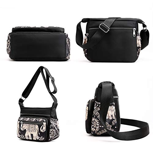 Womens Nylon Floral Shoulder Bag Crossbody Bag Messenger Bags Travel Handbags With Adjustable Strap Waterproof (C camo)