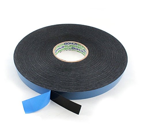 BONUS Eurotech 2BF42.61.0019/010A# Double Sided Self Adhesive Foam Tape, Acrylic Based Adhesion On Both Sides, Width 19 mm, Length 10Mt Foam, Total Thickness 0.8 mm, Black