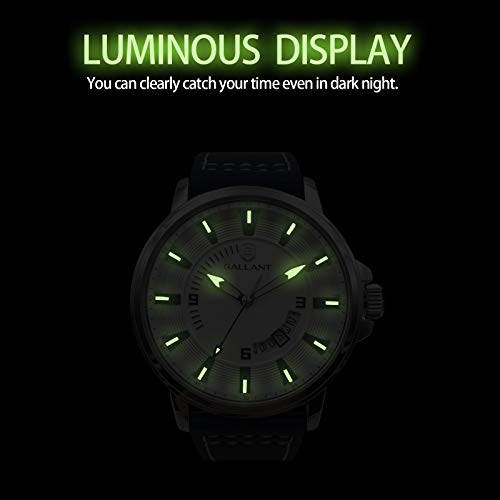 Mens Watch, Analog Quartz Watch for Men with Genuine Leather Strap Fashion Waterproof Watches Calendar Date Luminous Wristwatch - Luxury Casual Classic Dress Gift
