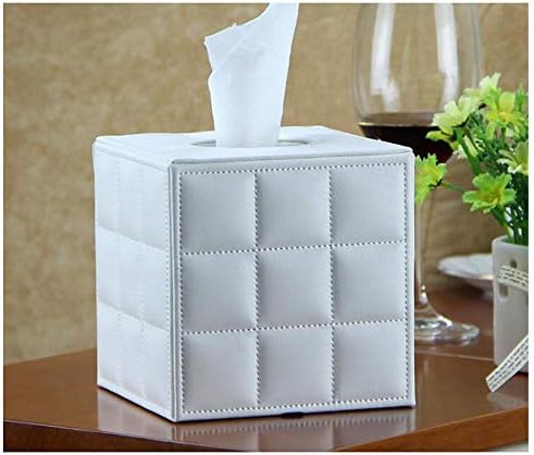 Siyibb Leather Tissue Box Cover Square Napkin Container Holder - White