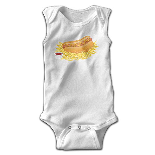 EVPOPC LVMI Hot Dog With Ketchup Baby Boys' Sleeveless Romper Jumpsuit Bodysuit White